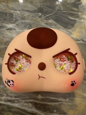 Baby Three 400% Liquid Glittery Eyes PANDA & PAWPRINT Brown Burgundy Hair NEW